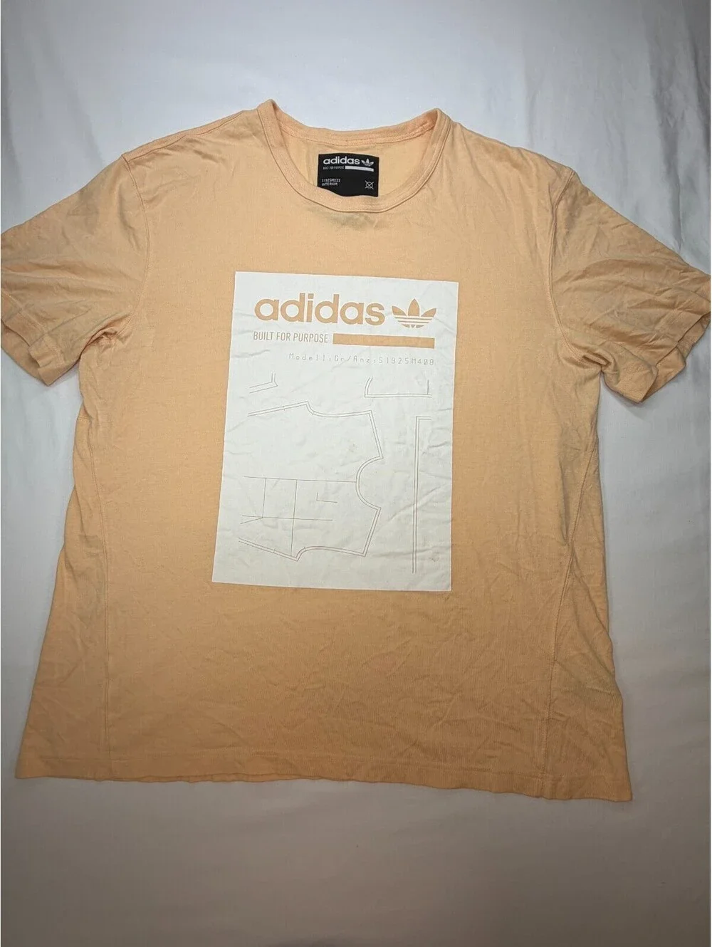 Adidas Men Graphic T-Shirt Built For Purpose Crew Neck Short Sleeve Large Peach